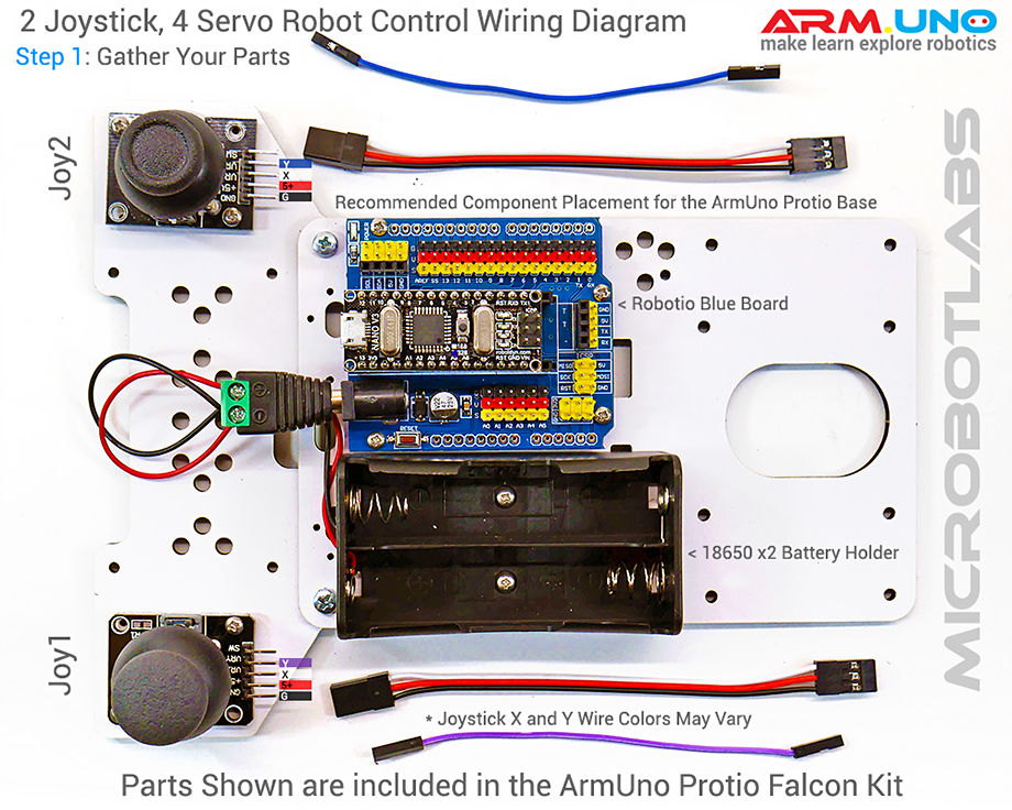 Robotio Arduino Joystick Servo Motor Robot Control Tutorial, Step 1