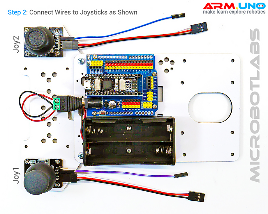 Robotio Arduino Joystick Servo Motor Robot Control Tutorial, Step 2