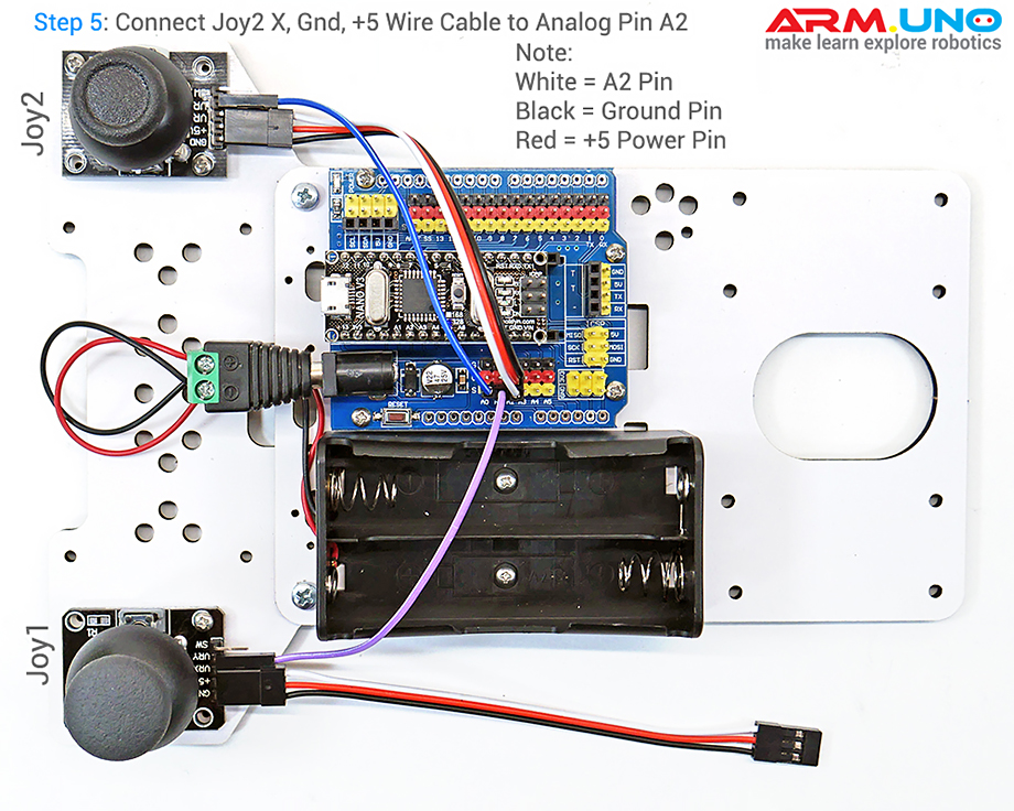 Robotio Arduino Joystick Servo Motor Robot Control Tutorial, Step 5