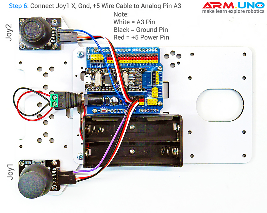 Robotio Arduino Joystick Servo Motor Robot Control Tutorial, Step 6