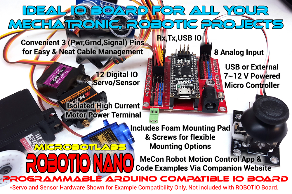 Robotio Nano Arduino Compatible Servo IO Board